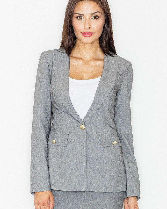 Elegant Grey Button-Up Utility Jacket - Effortless Style