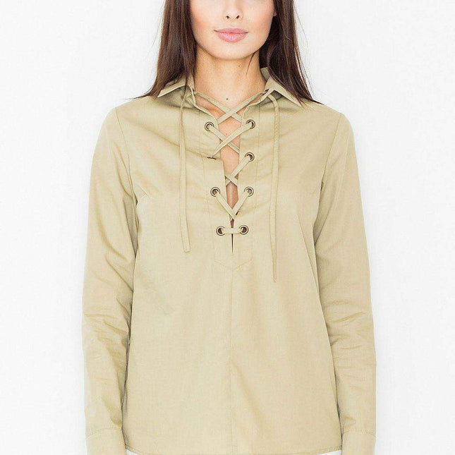 Chic Interlaced Neck Blouse - A Timeless Wardrobe Essential