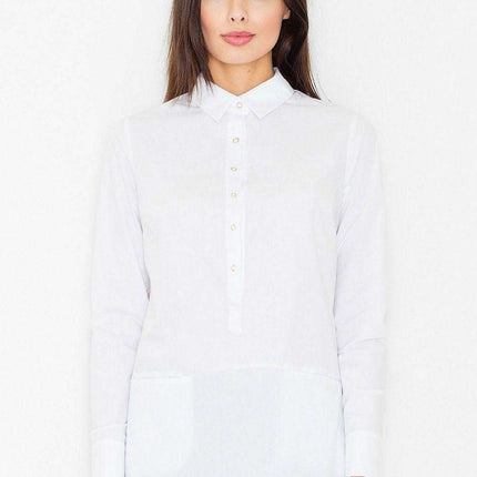 Chic Extended Sleeve Button-Up Blouse for the Contemporary Trendsetter