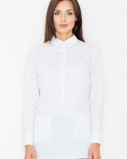 Chic Extended Sleeve Button-Up Blouse for the Contemporary Trendsetter