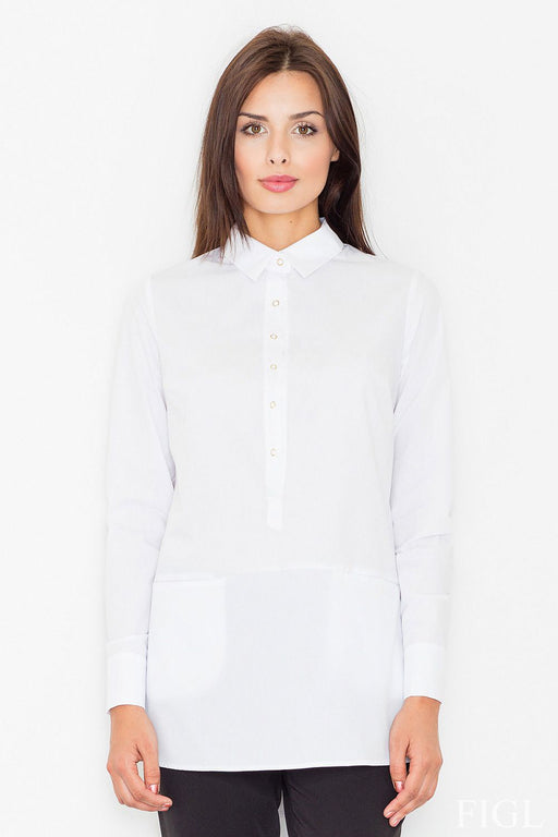 Fashionable Button-Up Blouse with Extended Sleeves