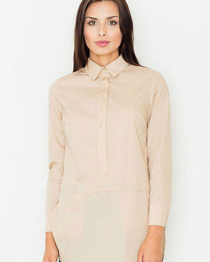 Elegant Tailored Button-Up Blouse with Chic Details