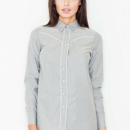 Sophisticated Women's Cotton Blend Button-Up Shirt - Enhance Your Style with Figl's Chic 61516 Design