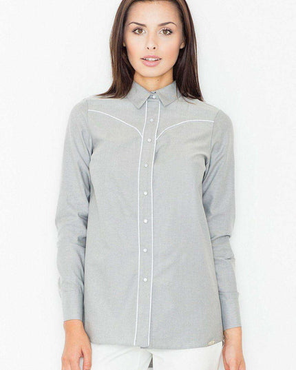 Sophisticated Women's Cotton Blend Button-Up Shirt - Enhance Your Style with Figl's Chic 61516 Design
