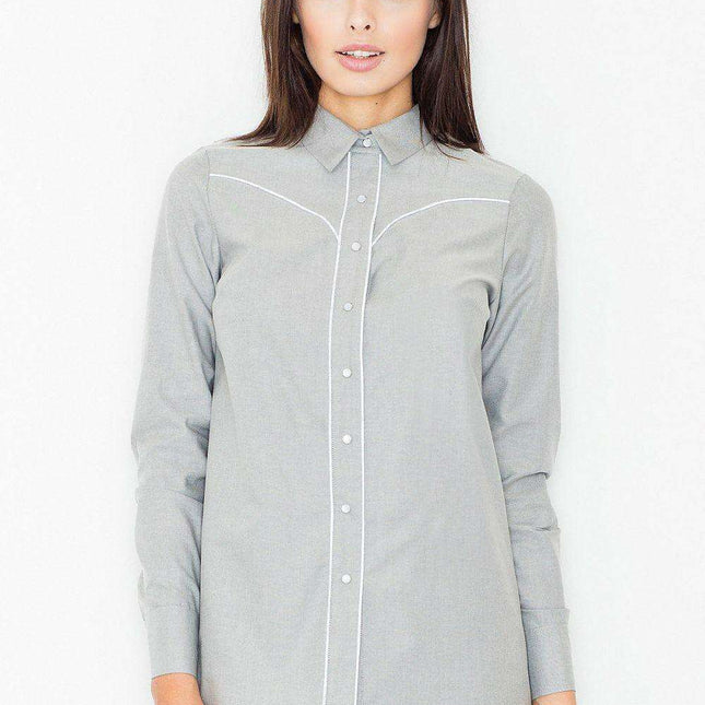 Sophisticated Women's Cotton Blend Button-Up Shirt - Enhance Your Style with Figl's Chic 61516 Design