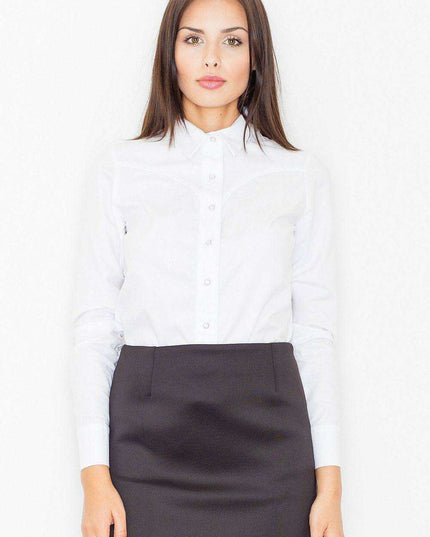 Sophisticated Cotton-Poly Blend Women's Button-Down Shirt - A Timeless Essential