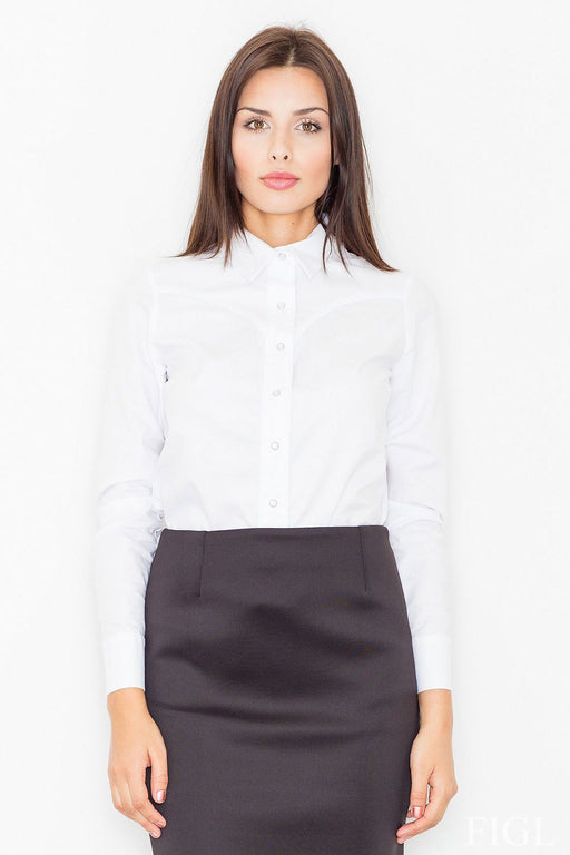 Figl Women's Cotton Blend Button-Down Long Sleeve Shirt - Model 61518 (L)