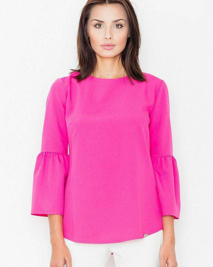 Elegant Floral 3/4 Sleeve Zip-Up Blouse - Premium Polyester and Viscose Blend