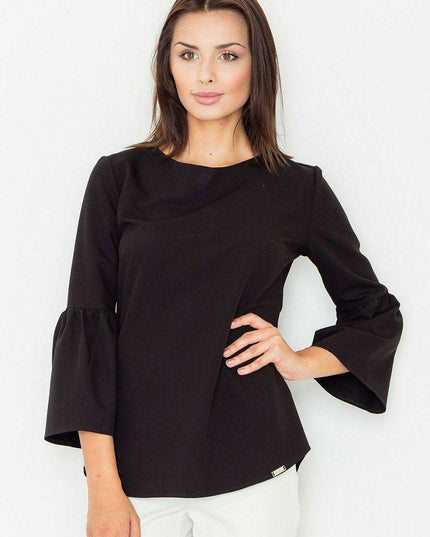 Chic 3/4 Sleeve Blouse with Zipper Closure for Effortless Elegance