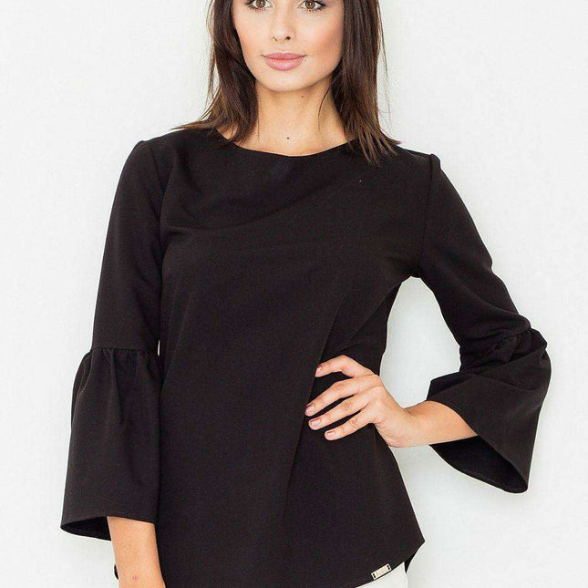 Chic 3/4 Sleeve Blouse with Zipper Closure for Effortless Elegance