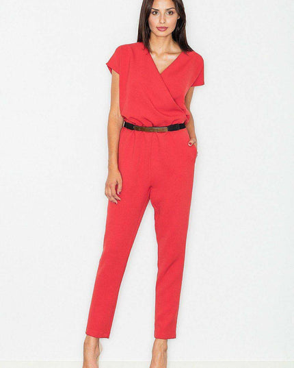 Elegant Essence: Tailored Jumpsuit with Trendy Wrap Top Set