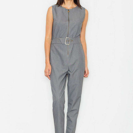 Chic Sleeveless Zipper Jumpsuit with Defined Waist
