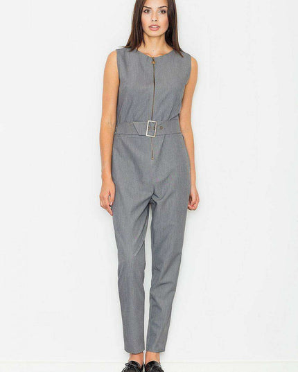 Chic Sleeveless Zipper Jumpsuit with Defined Waist