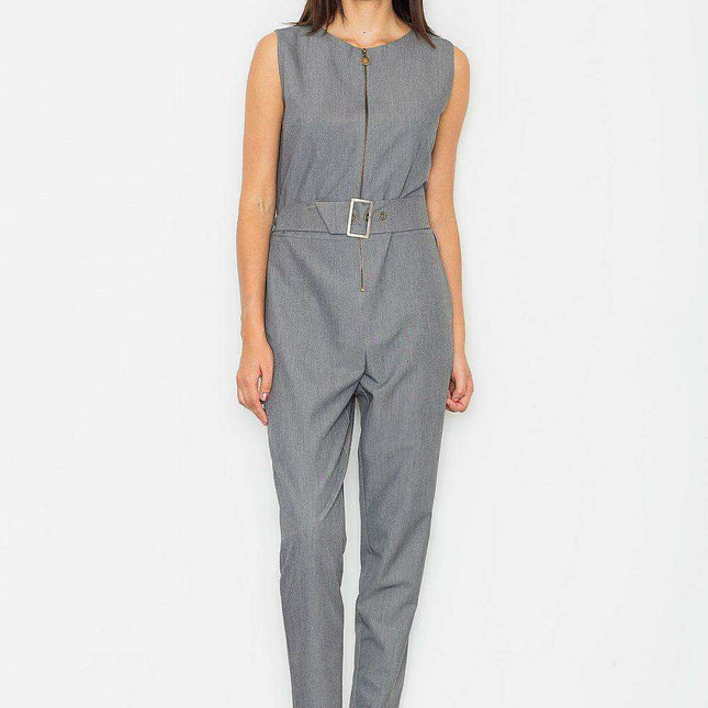 Chic Sleeveless Zipper Jumpsuit with Defined Waist