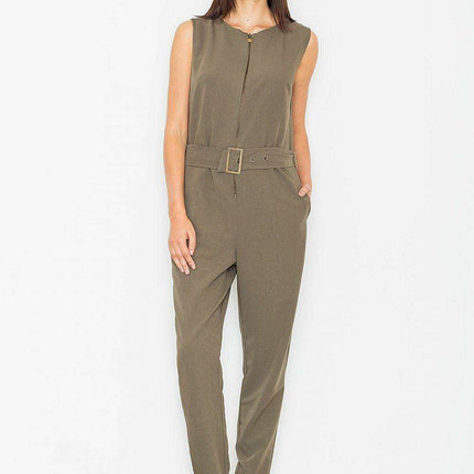 Chic Sleeveless Zip Jumpsuit with Adjustable Waist - Essential Fashion for Women