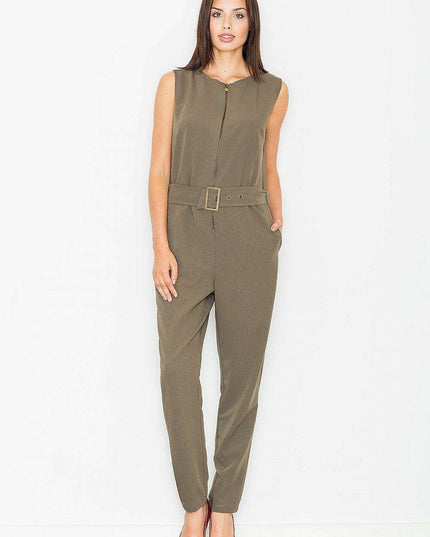 Chic Sleeveless Zip Jumpsuit with Adjustable Waist - Essential Fashion for Women
