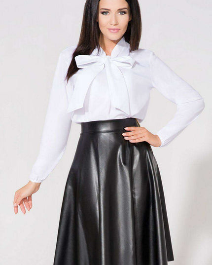Elegant Bow-Detail Stand-Up Collar Blouse for Timeless Style