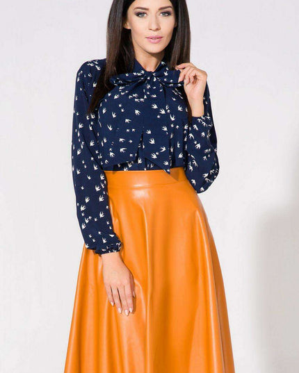 Chic High-Neck Blouse with Bow Accent