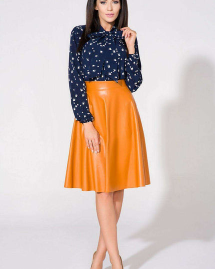 Chic High-Neck Blouse with Bow Accent