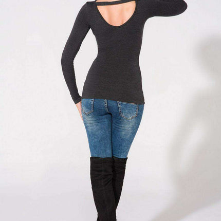 Elegant Knit Blouse with Unique Neckline - Available in All Sizes