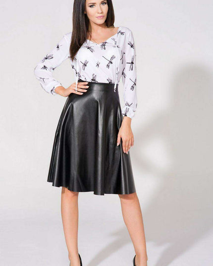Sustainable Chic Eco-Leather Skirt with Stylish Zipper Accent - Tessita 61688 Supreme