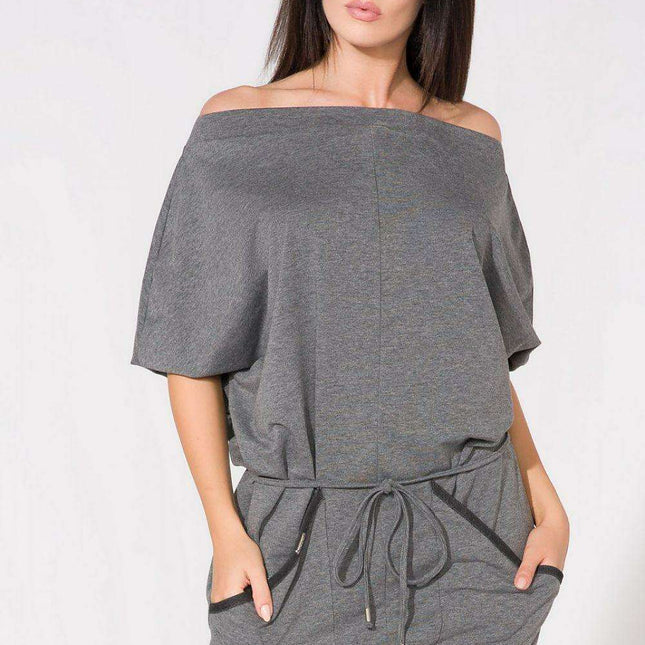 Effortless Chic Knit Dress with Stylish Oversized Pockets