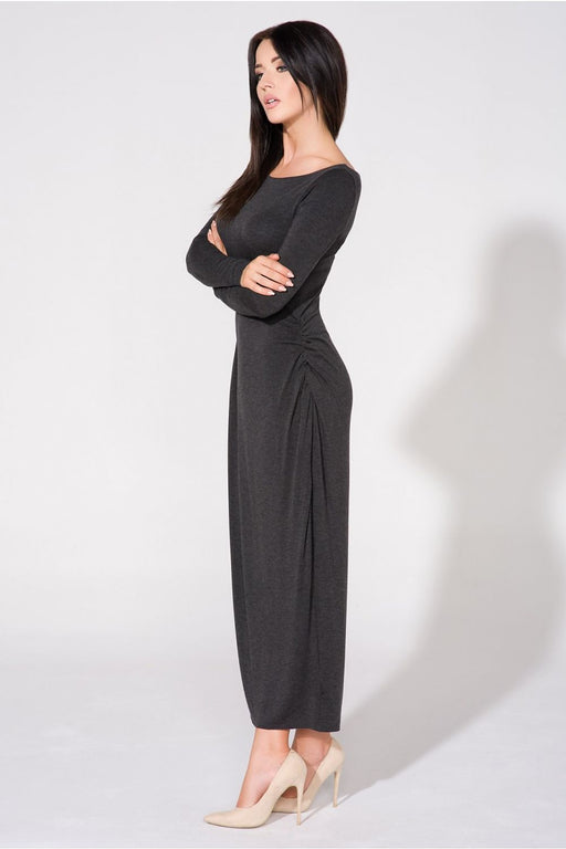 Sophisticated Draped Evening Dress with Size Options