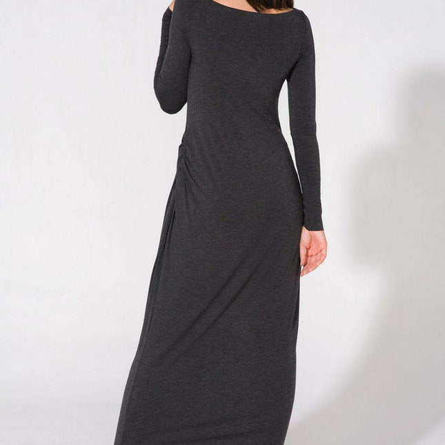 Elegant Draped Evening Dress with Multiple Size Choices