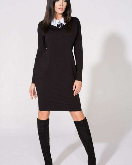 Elegant Navy Blue Collared Evening Gown: Luxe Chic Style