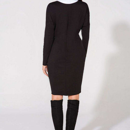 Elegant Navy Blue Collared Evening Gown: Luxe Chic Style