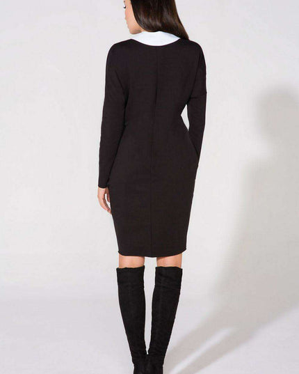 Elegant Navy Blue Collared Evening Gown: Luxe Chic Style