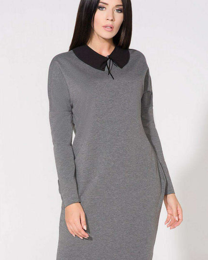 Chic Black Evening Gown with Modern Raw Edges and Stylish Collar