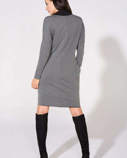 Chic Black Evening Gown with Modern Raw Edges and Stylish Collar