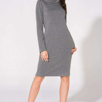 Chic Chimney Neck Knit Dress with Convenient Pockets - Tessita 61728