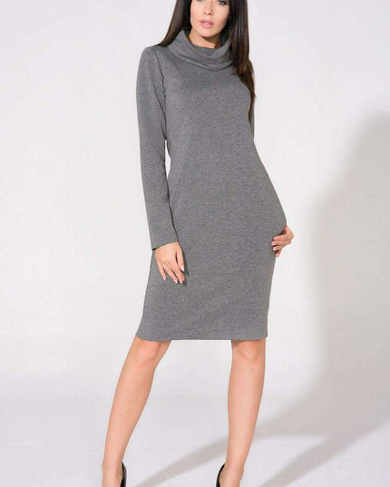 Chic Chimney Neck Knit Dress with Convenient Pockets - Tessita 61728