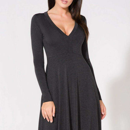 Elegant Deep V-Neck Knit Evening Dress - Tessita 61735 The Ultimate Choice