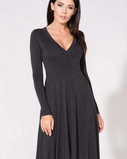 Elegant Deep V-Neck Knit Evening Dress - Tessita 61735 The Ultimate Choice