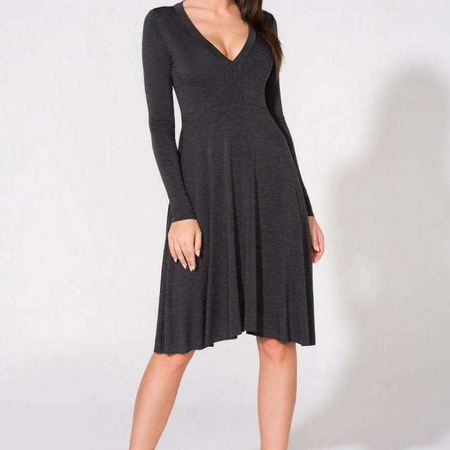 Elegant Deep V-Neck Knit Evening Dress - Tessita 61735 The Ultimate Choice