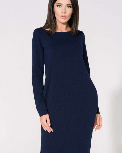 Chic Lace-Embellished Knit Daydress with Stylish Teardrop Back - Tessita 61736