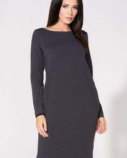 Elegant Lace-Trimmed Knit Dress with Bow Detail