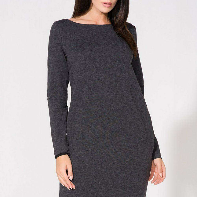 Elegant Lace-Trimmed Knit Dress with Bow Detail