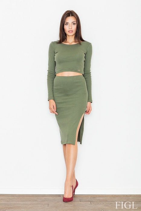 Sophisticated Cotton Knit Ensemble with Chic Pencil Skirt