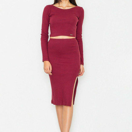 Elegant Cotton Knit Set with Trendy Pencil Skirt