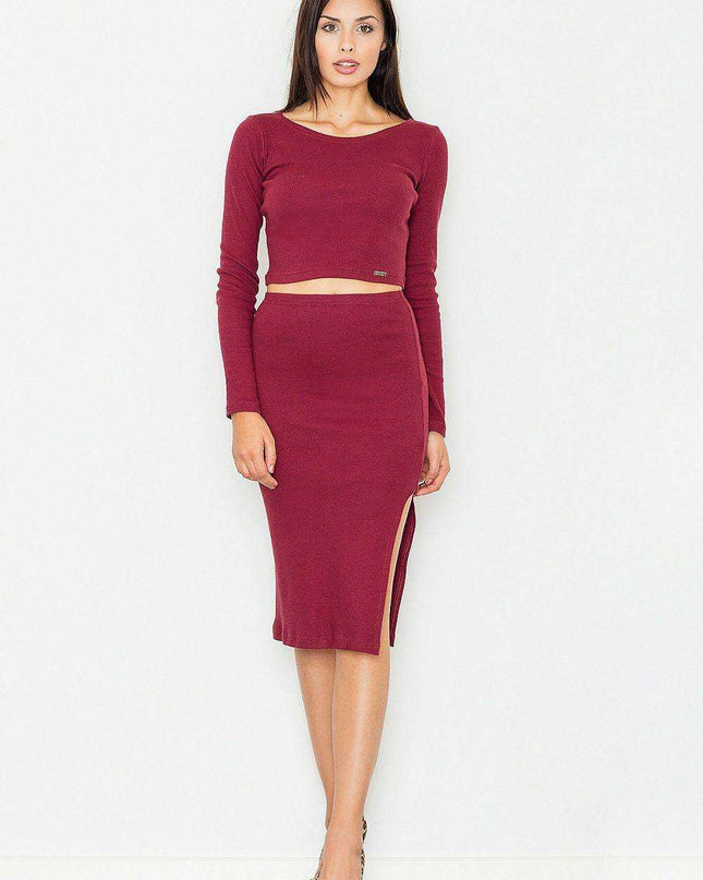Elegant Cotton Knit Set with Trendy Pencil Skirt