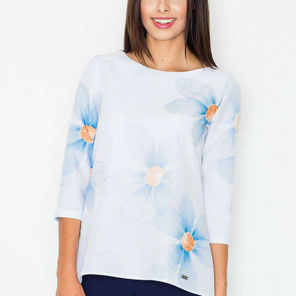 Vibrant Elbow-Sleeve Knit Blouse with Elegant Basque Design