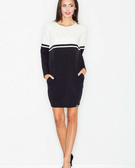 Chic Cotton Day Dress with Unique Knit Top - Model 62980