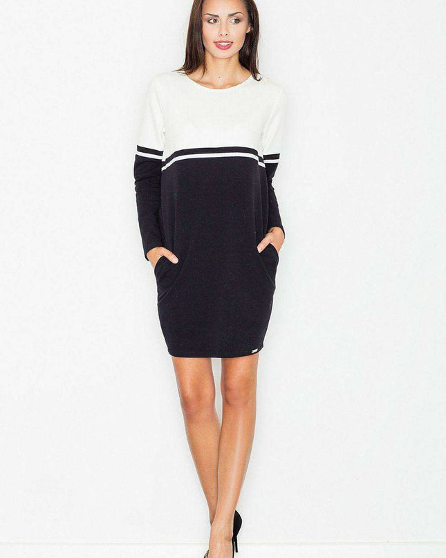 Chic Cotton Day Dress with Unique Knit Top - Model 62980