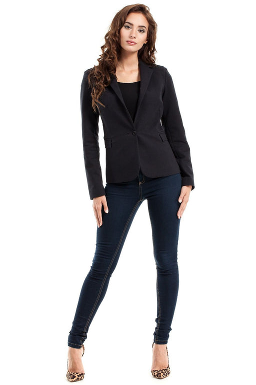 Elegant Charcoal Grey Cotton Blazer with Rolled Sleeves