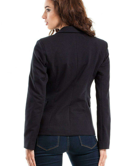 Chic Charcoal Grey Tailored Cotton Blazer with Trendy Rolled Sleeves