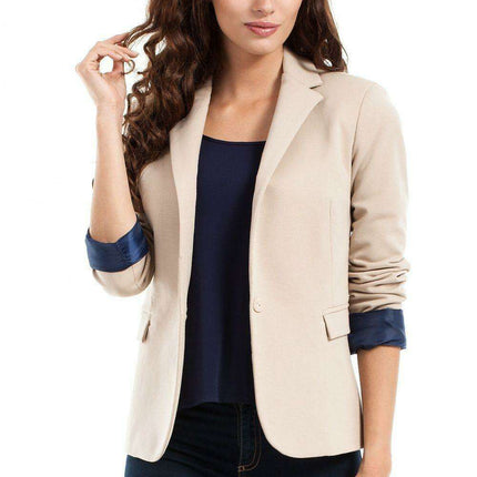 Stylish Cotton Blazer with Rolled Sleeves - Model 63107 Moe